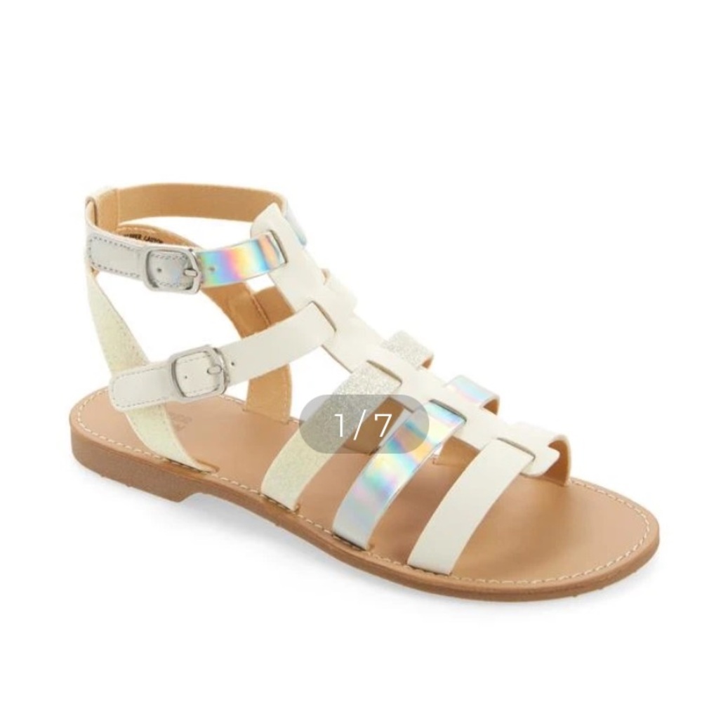 Harper Canyon Kids Valentina Gladiator Sandals Holographic White Silver Size 2